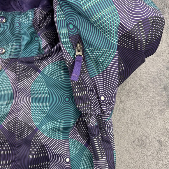 Burton DRYRIDE Jacket Womens 11 Purple Teal The White Collection Hooded Ski Snow - Picture 4 of 13